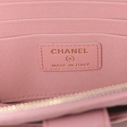 Chanel Caviar Quilted Phone Holder Zip Clutch Pink 6 of 10
