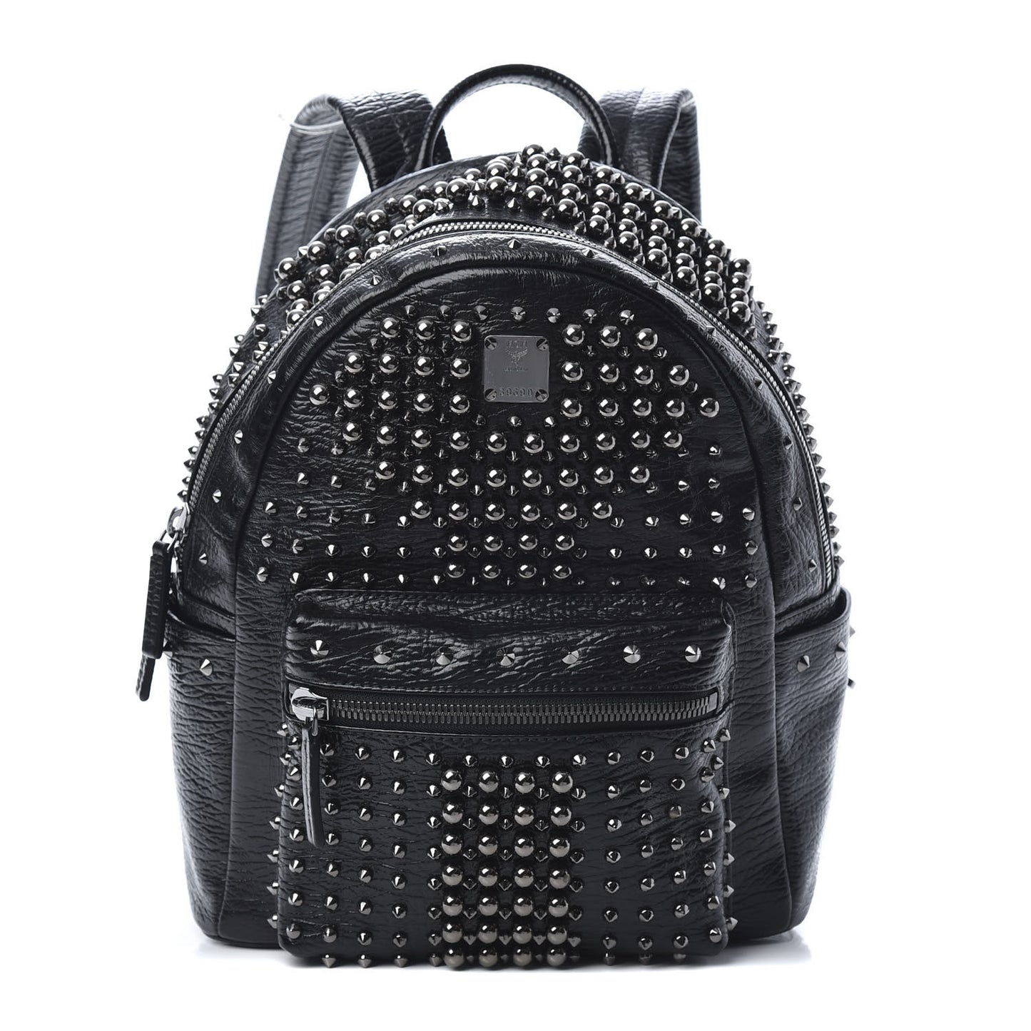 Grained Calfskin Pearl Stud Stark Backpack Black
