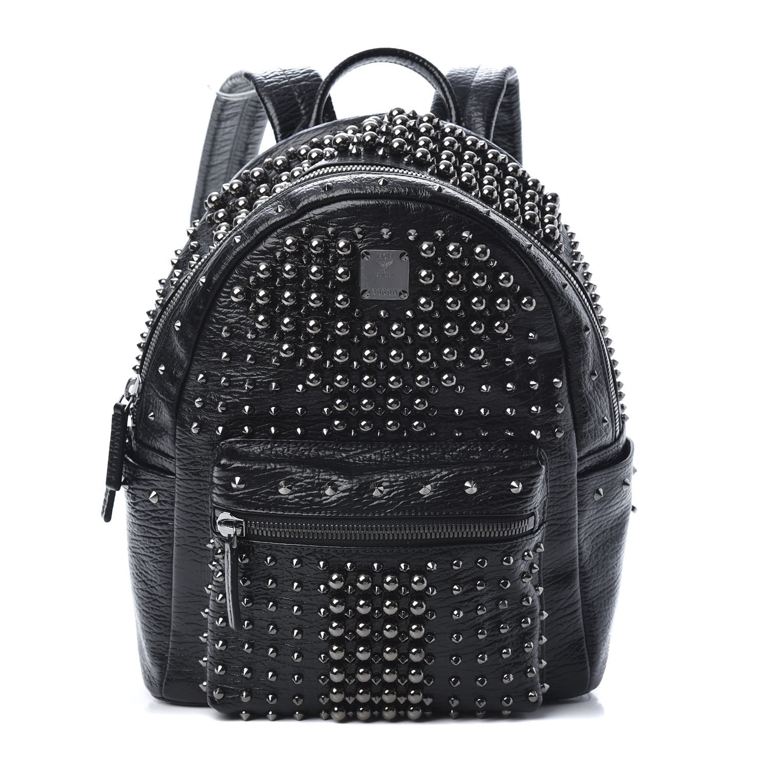 MCM Grained Calfskin Pearl Stud Stark Backpack Black 1 of 9