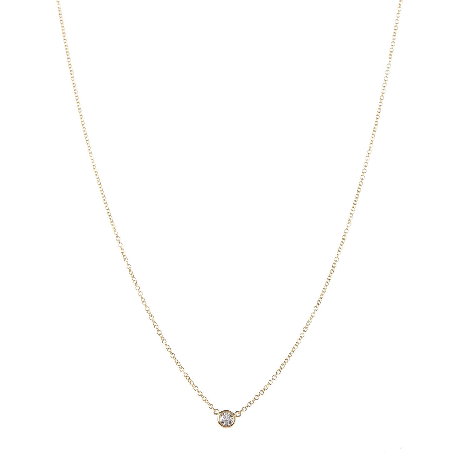 Tiffany 18K Yellow Gold Diamond .14ct Elsa Peretti Diamonds by the Yard Pendant Necklace 1 of 5