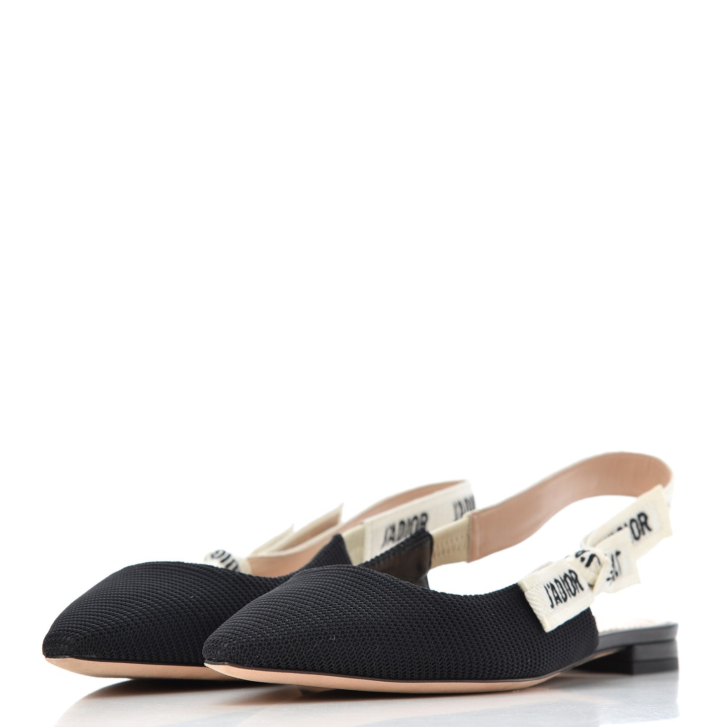 Technical Canvas Ribbon J'Adior Slingback Ballet Flats 36.5 Black