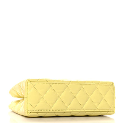 Chanel Shiny Aged Calfskin Quilted Nano Kelly Shopper Light Yellow 4 of 10