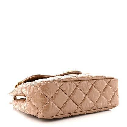 Chanel Shiny Crumpled Calfskin Quilted Small Wavy CC Hobo Dark Beige 4 of 12