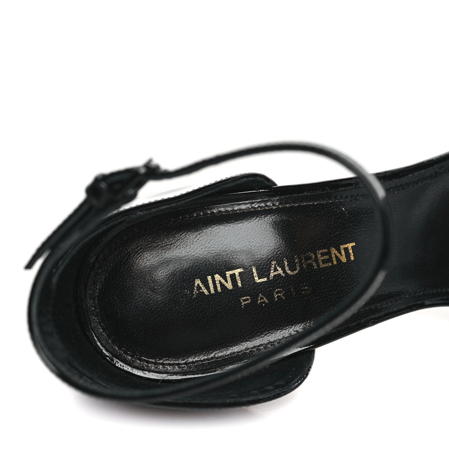 Saint Laurent Patent Calfskin Opyum 110 Sandals 37 Black Gold 8 of 10