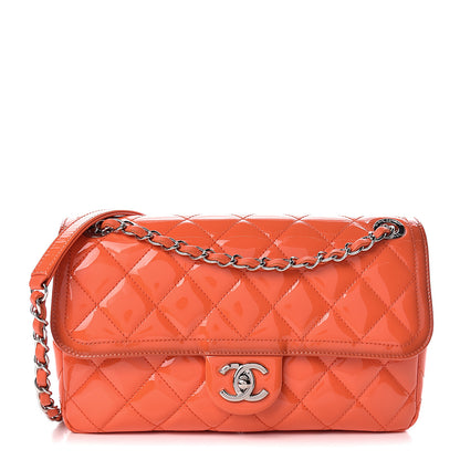 Chanel Patent Quilted Large Coco Shine Flap Orange 1 of 12