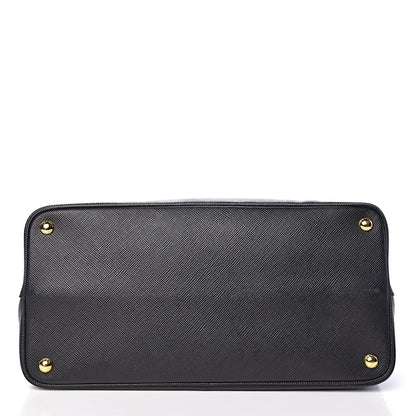 Prada Saffiano Cuir Large Double Bag Black Fuoco 12 of 14