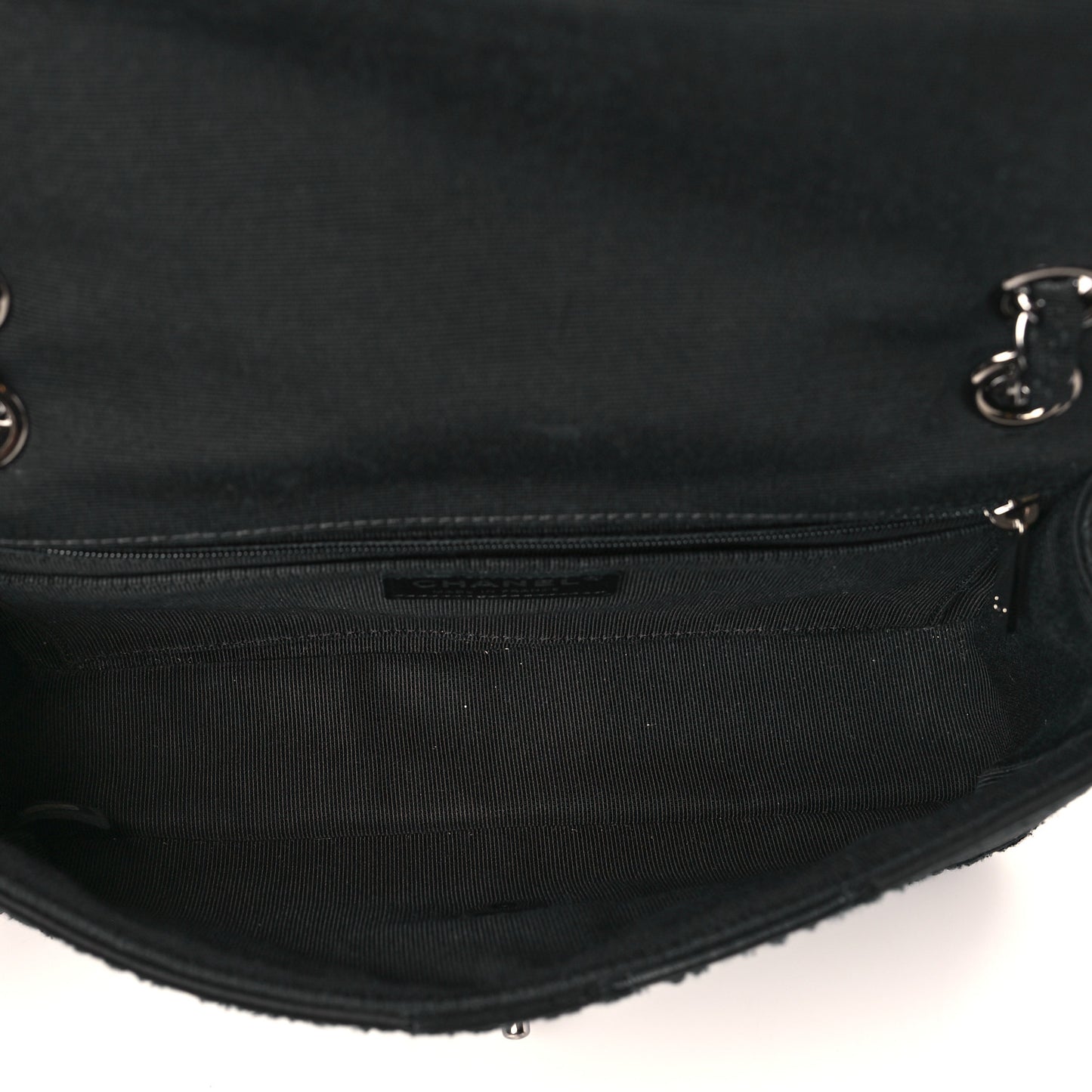 Tweed Patchwork Medium Single Flap Black
