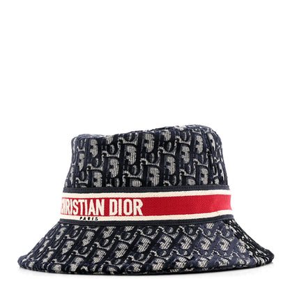 Christian Dior Velvet Oblique Large Brim Bucket Hat 57 Bleu Red 1 of 9