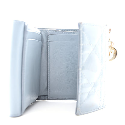 Christian Dior Patent Cannage Lady Dior Lotus Wallet Light Blue 5 of 8