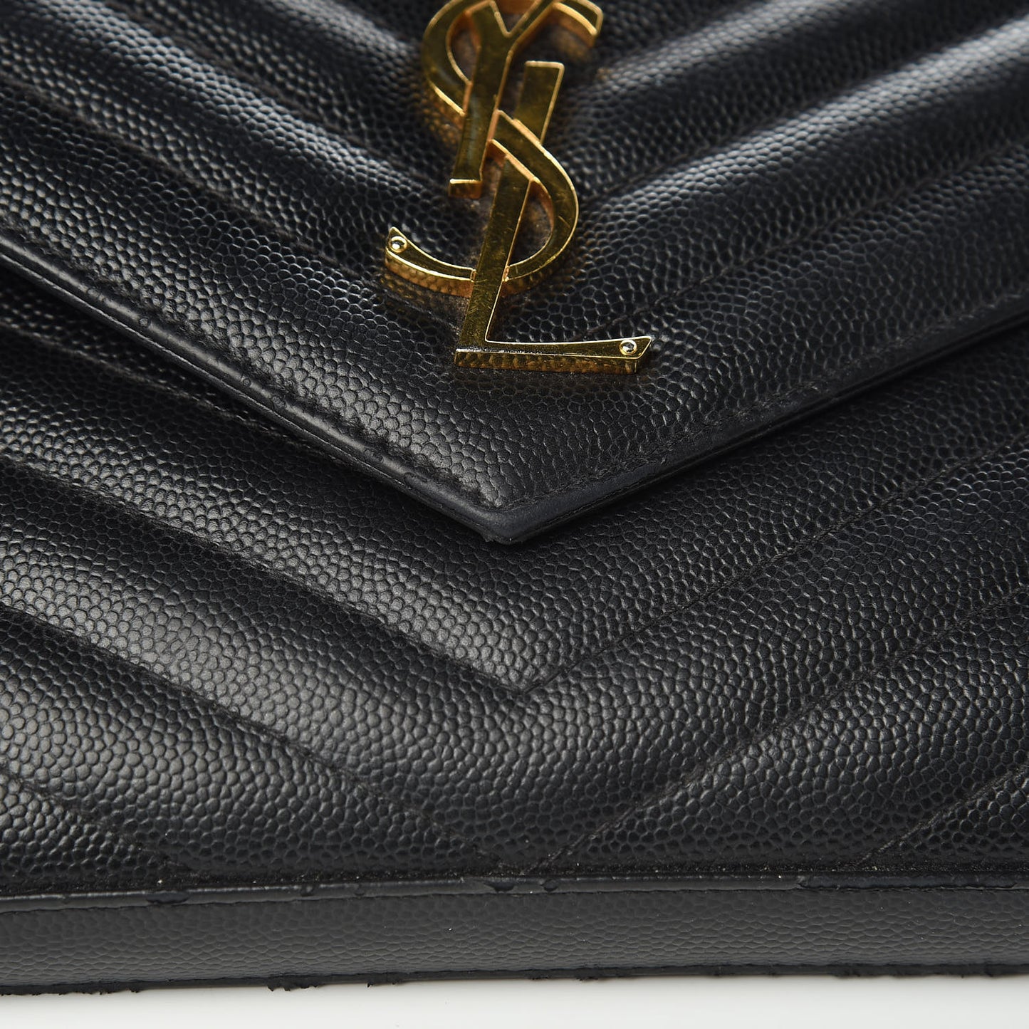 Grain De Poudre Matelasse Chevron Monogram Chain Wallet Black