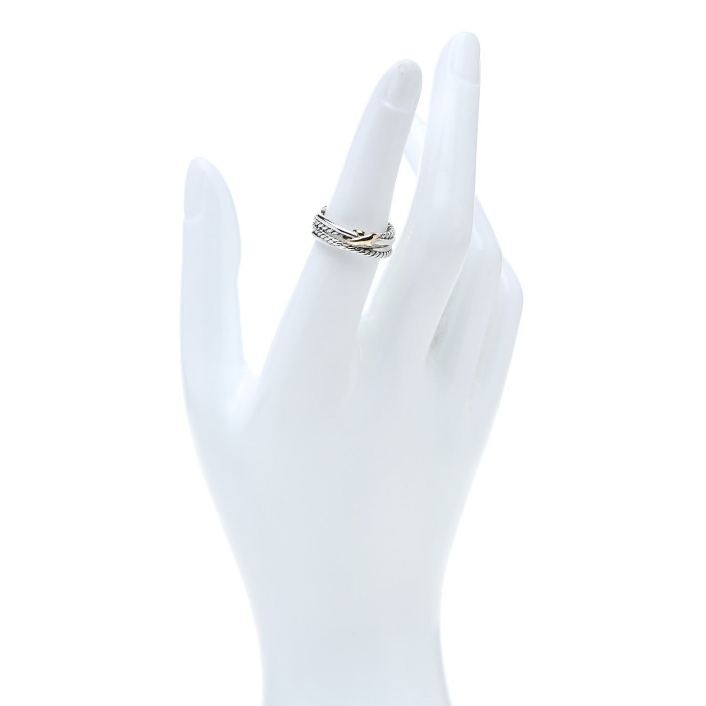 Sterling Silver 18K Yellow Gold 6mm X Crossover Ring 53 6.5