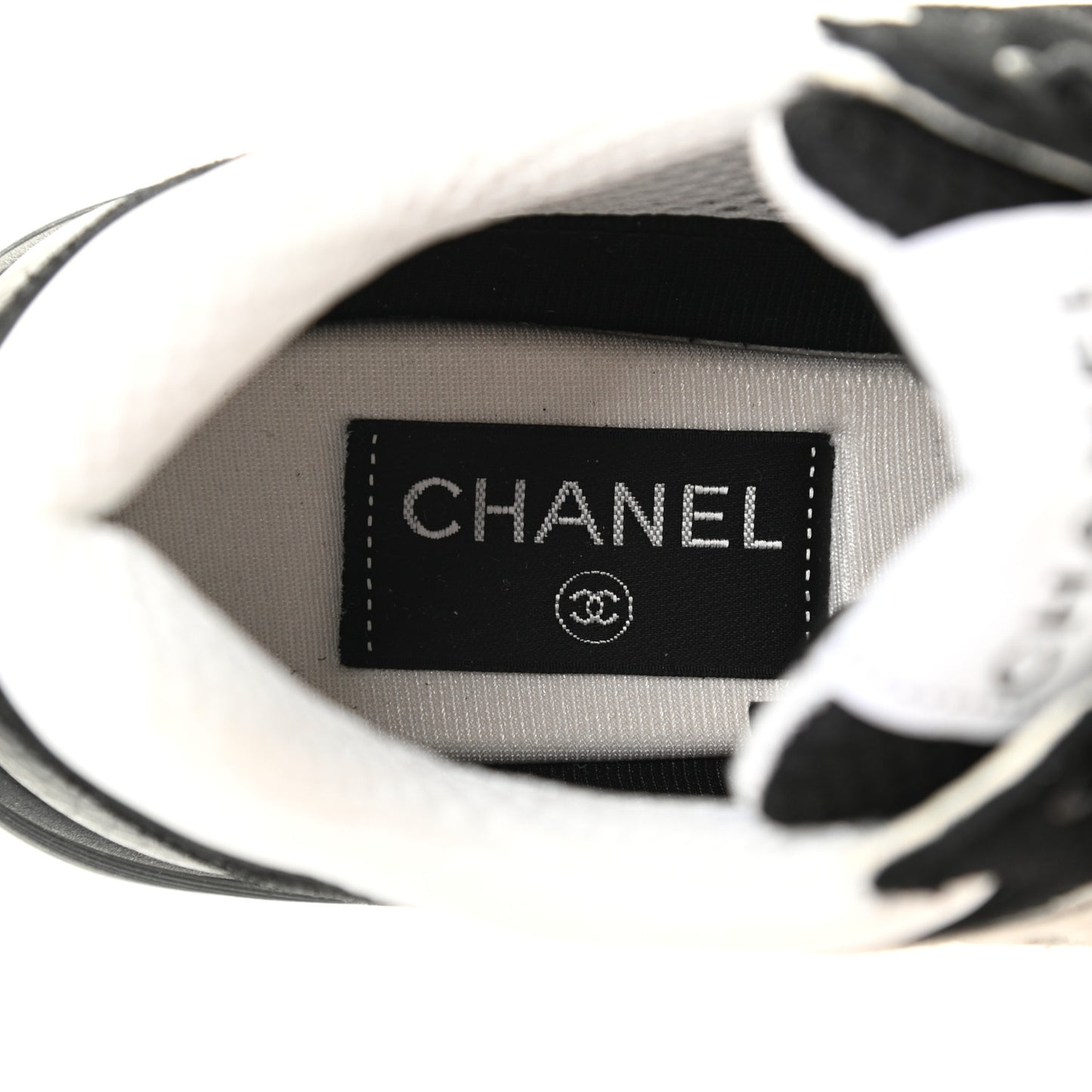Mesh Suede Grained Calfskin Womens CC Sneakers 37 Black White
