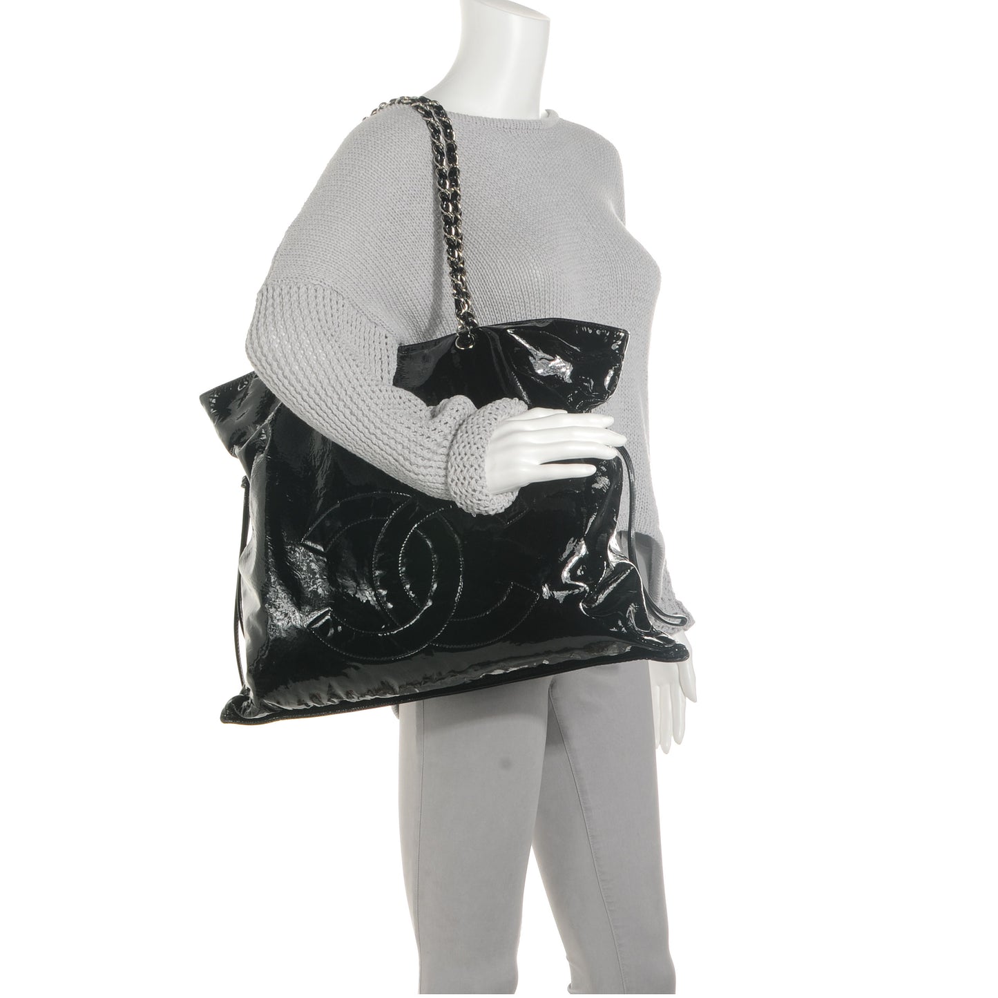 Patent Bonbons Shopper Tote Black