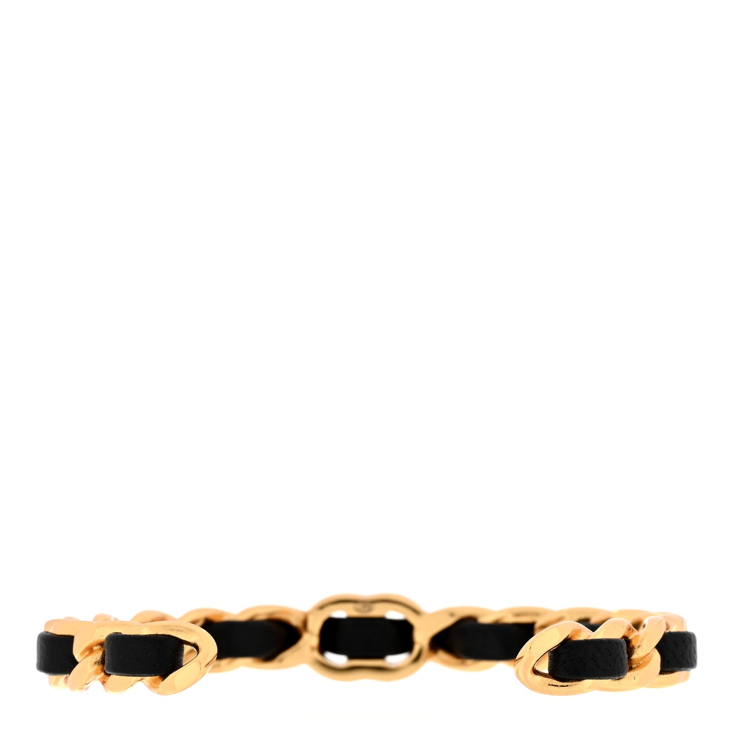 Lambskin CC Turnlock Chain Bracelet Black