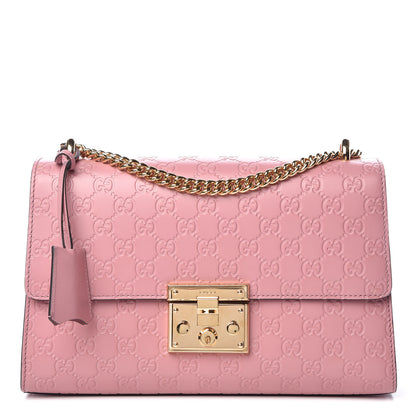 Gucci Guccissima Signature Medium Padlock Shoulder Bag Rose Baby Candy 1 of 9