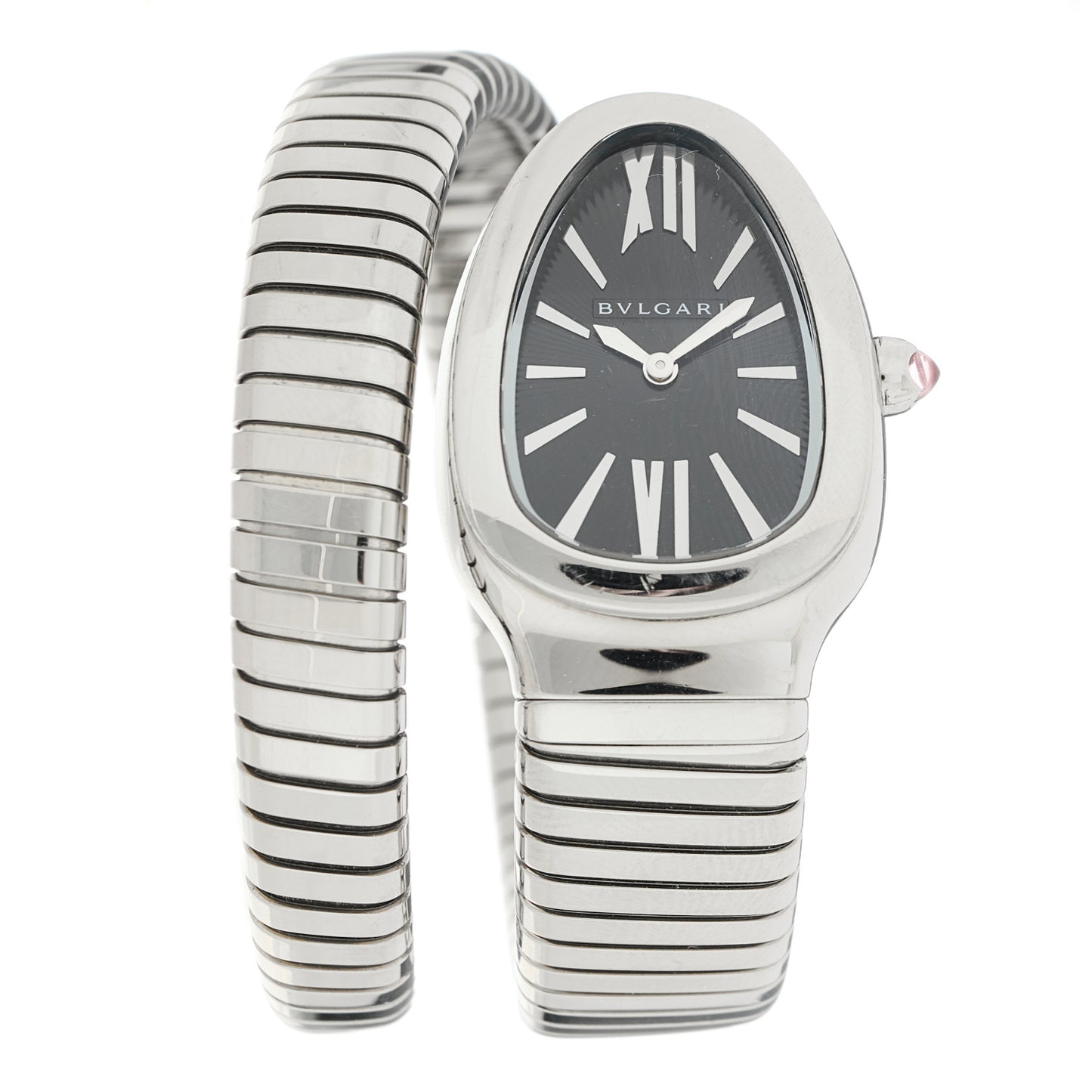 Stainless Steel 35mm Serpenti Tubogas Quartz Watch Black