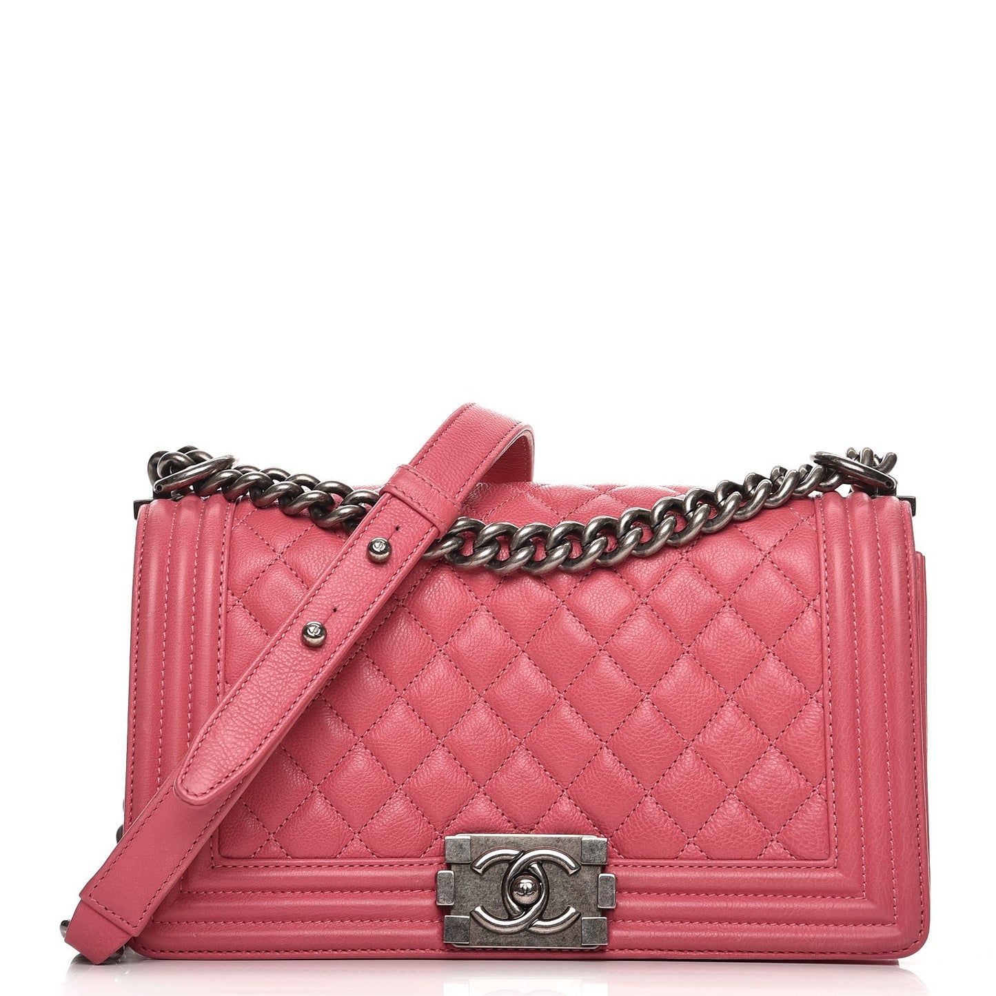 Calfskin Quilted Medium Boy Flap Pink