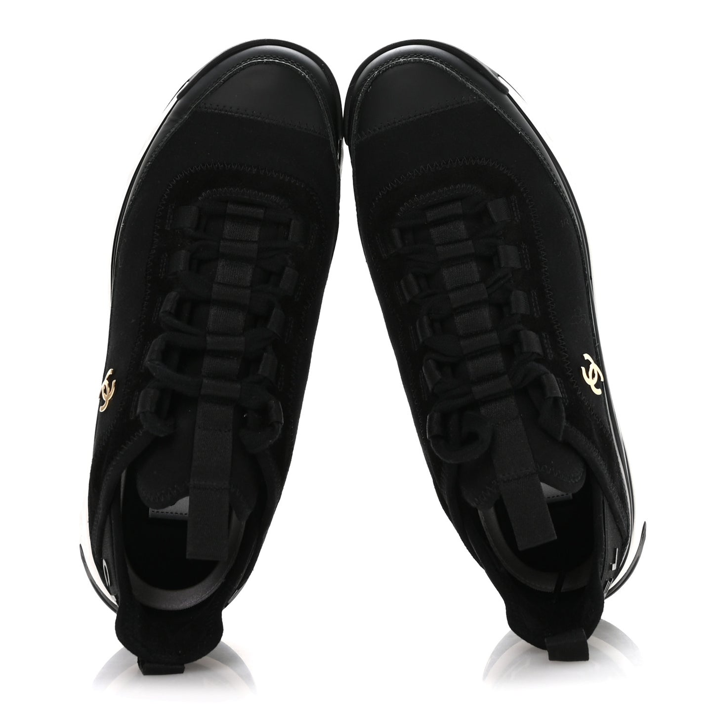 Velvet Calfskin Mixed Fibers CC Sneakers 39 Black
