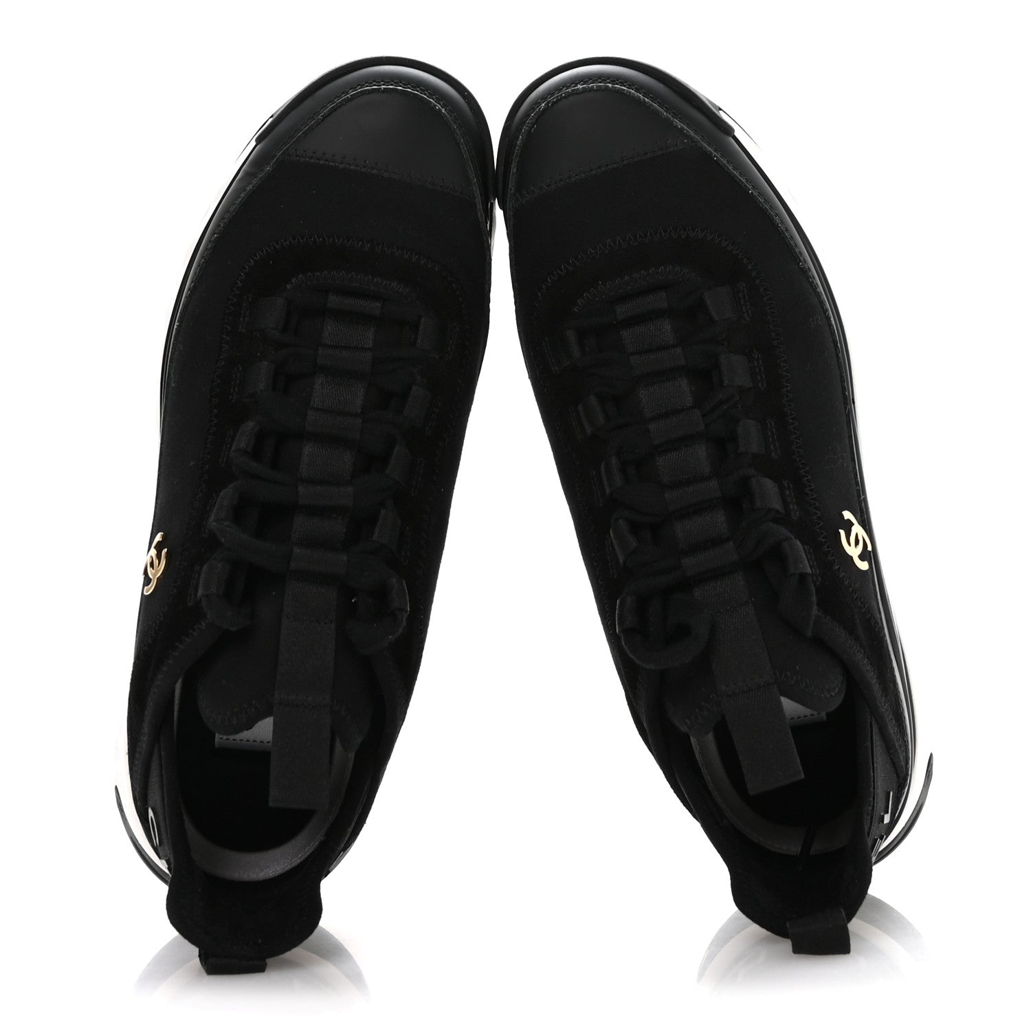 Chanel Velvet Calfskin Mixed Fibers CC Sneakers 39 Black 2 of 8