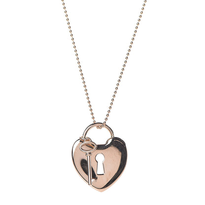 Tiffany 18K Rose Gold Heart Lock Key Pendant Necklace 4 of 7