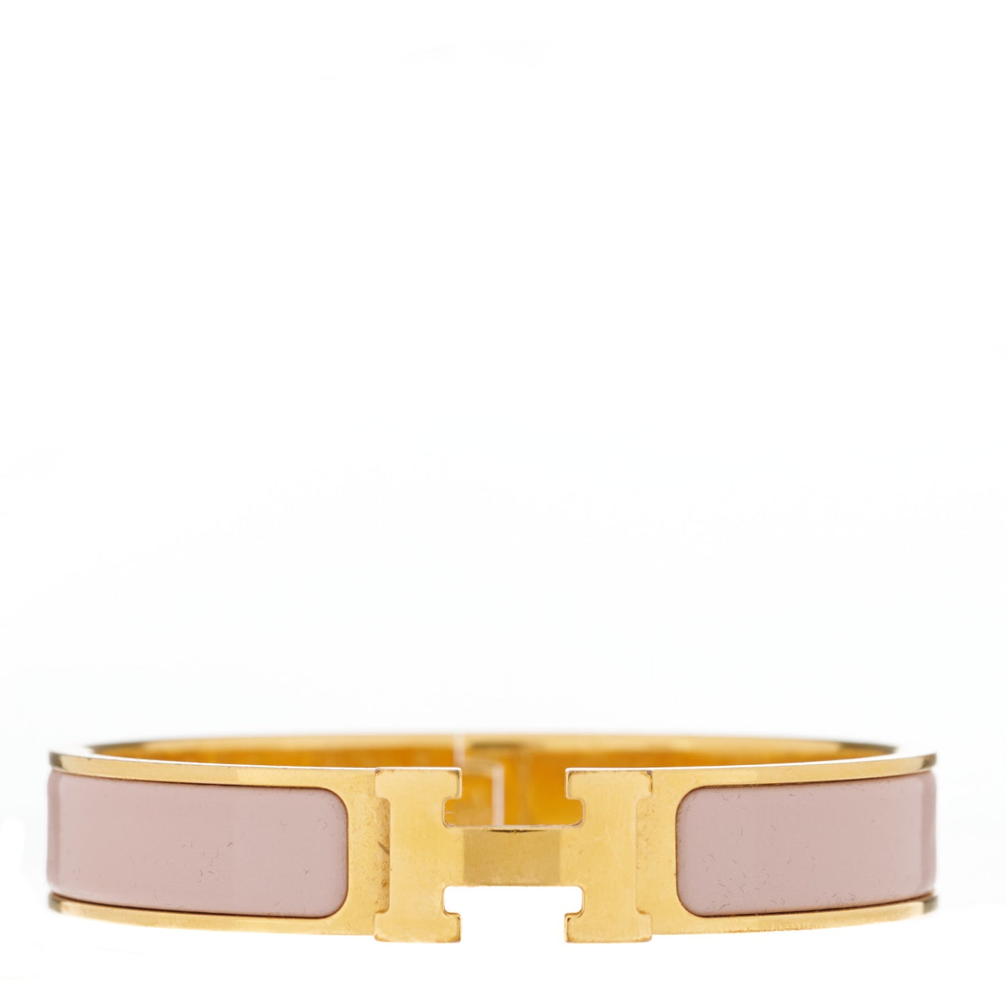 Enamel Clic Clac H Narrow Bracelet PM Marron Glace