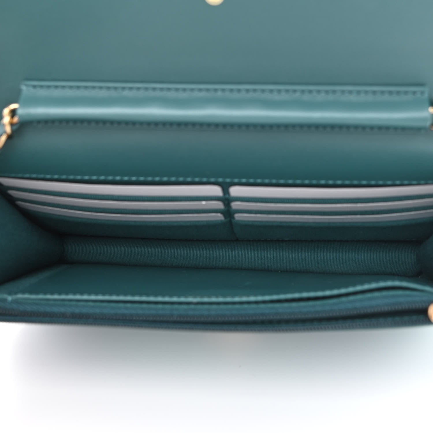 Chanel Shaded Patent Calfskin Quilted Wallet On Chain WOC Green Blue 5 of 12