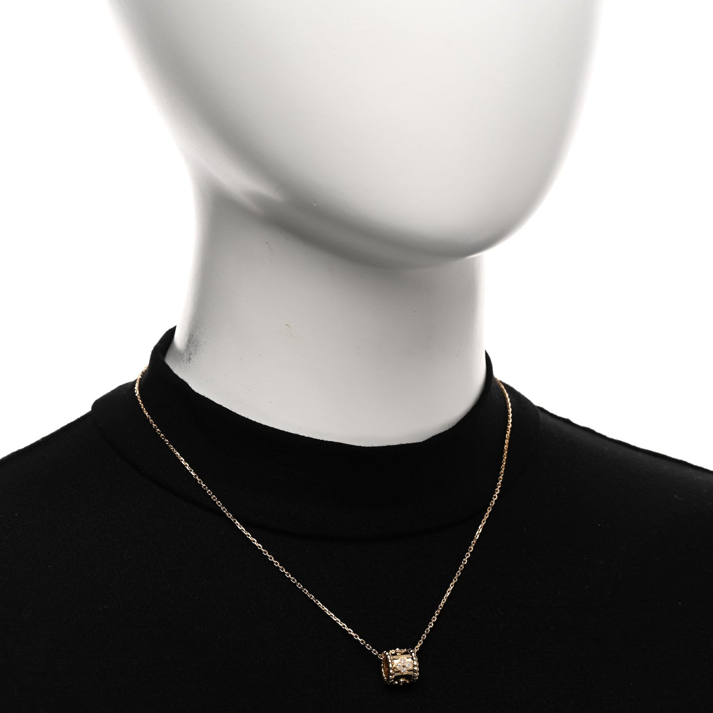 18K Yellow Gold Diamond Small Perlee Clovers Pendant Necklace