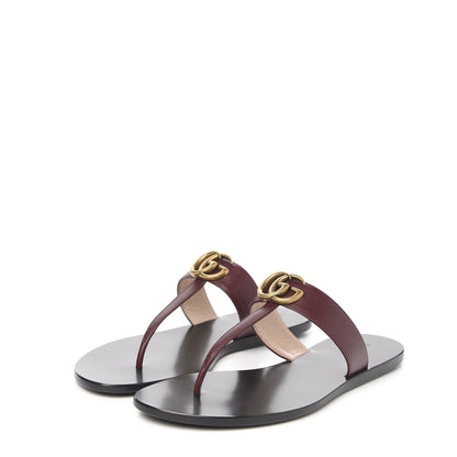 Gucci Calfskin GG Marmont Thong Sandals 40.5 Vintage Bordeaux 3 of 9