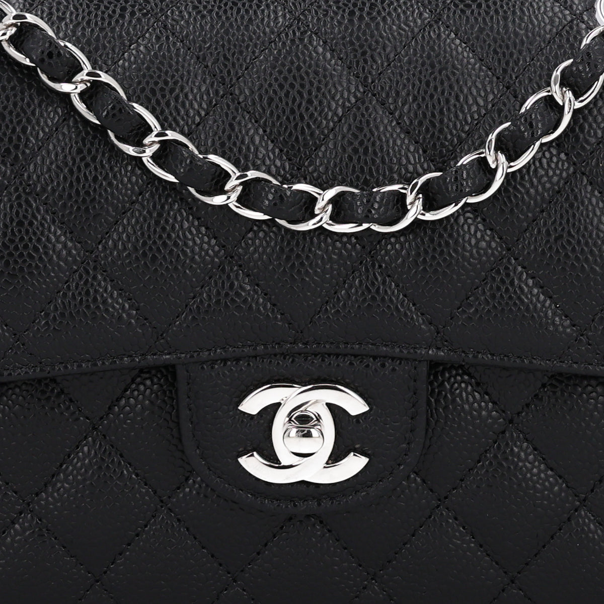 Caviar Quilted Small Double Flap Black