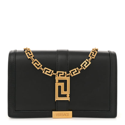 Versace Calfskin Greca Goddess Wallet On Chain Black 1 of 10