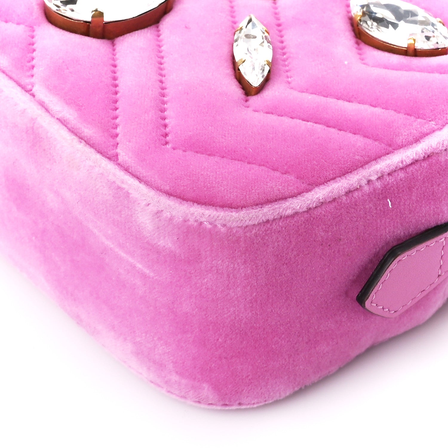 Gucci Velvet Matelasse Marquise Crystals Mini GG Marmont Chain Shoulder Bag Malva 10 of 10