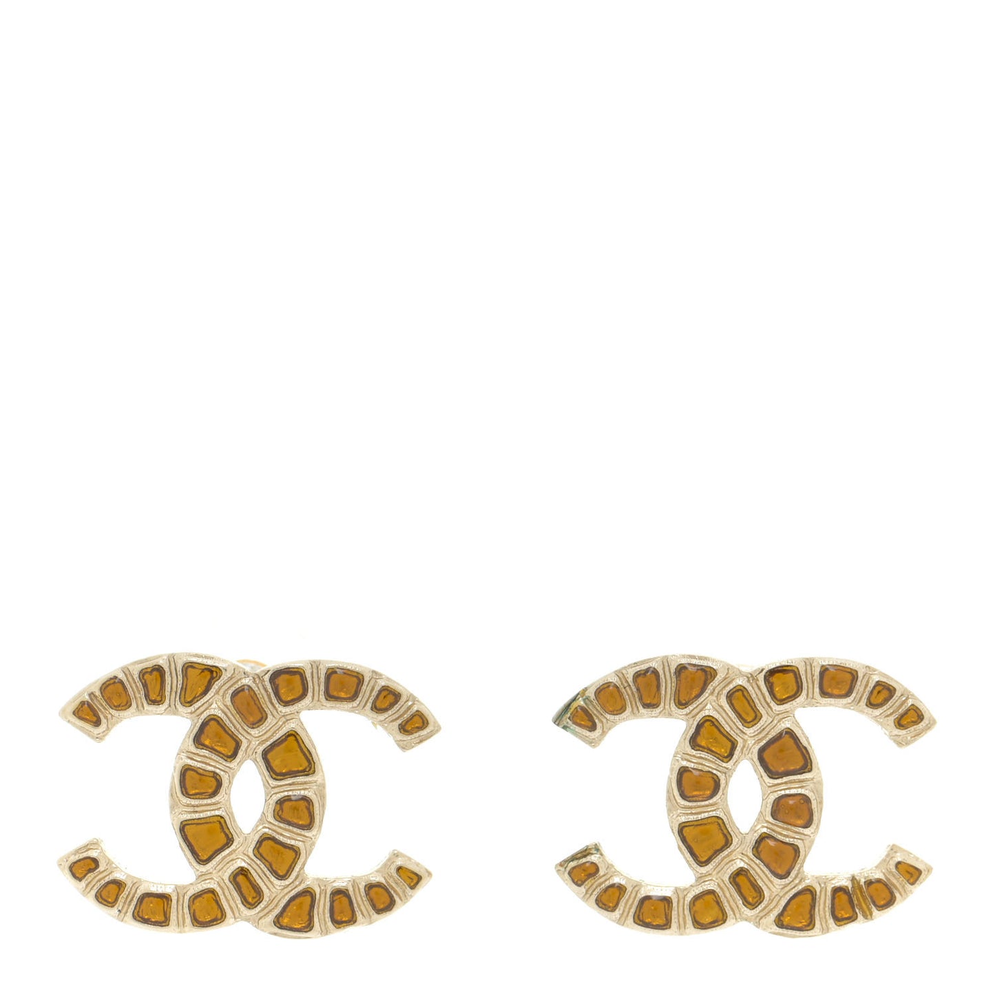 Metal Gripoix Along The Nile Earrings Gold Orange