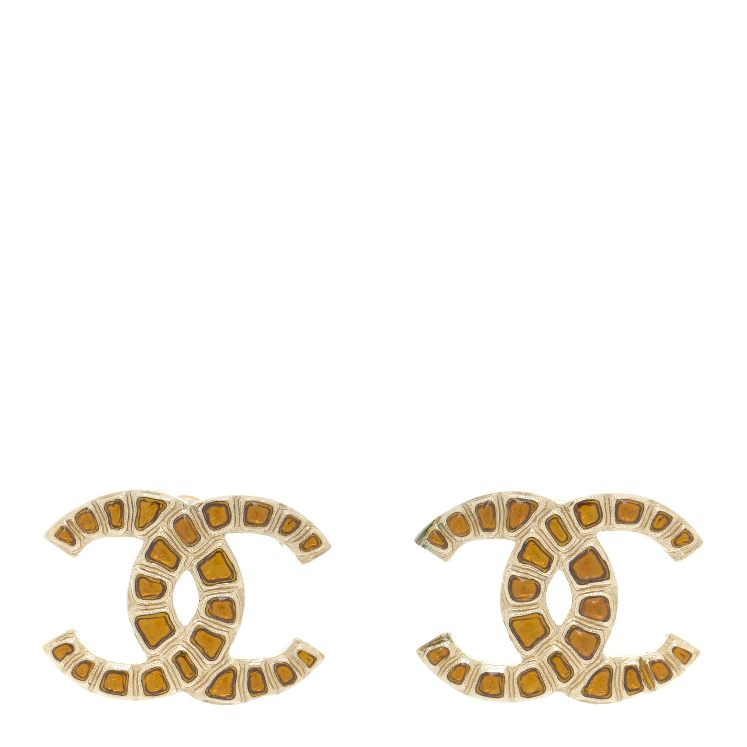 Chanel Metal Gripoix Along The Nile Earrings Gold Orange 1 of 6