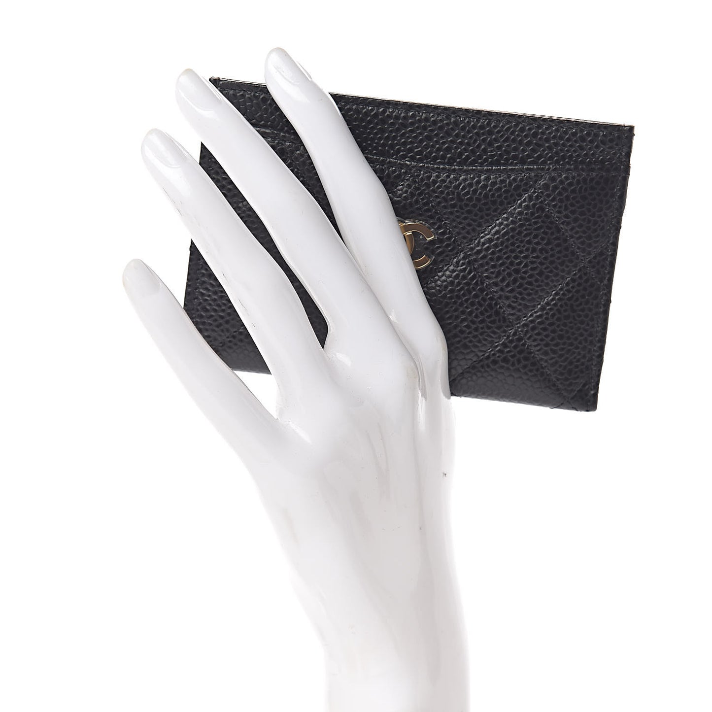 Caviar Quilted Card Holder Black