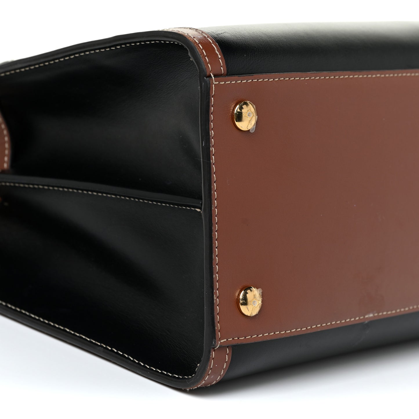 Calfskin Vintage Check Small Two Handle Title Bag Black