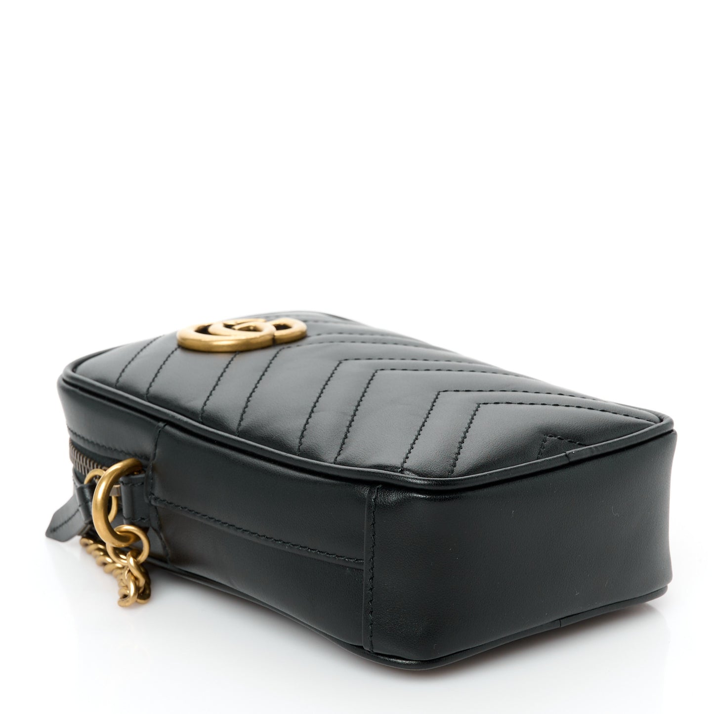 Calfskin Matelasse Mini GG Marmont Crossbody Bag Black