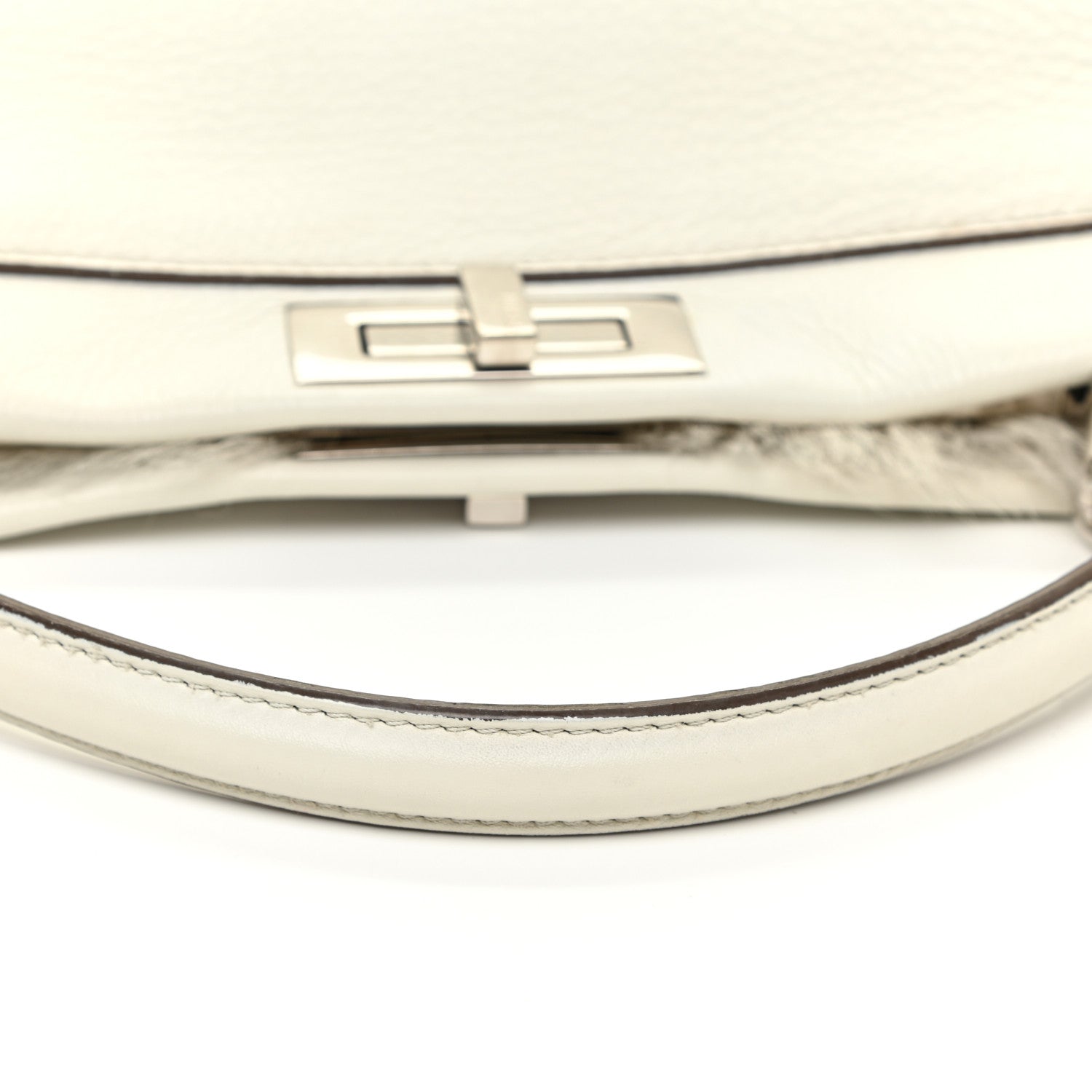 Fendi Calfskin Fur Monster Eyes Large Peekaboo Iconic Satchel White 26 of 27