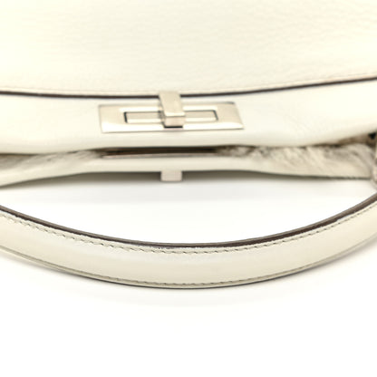 Fendi Calfskin Fur Monster Eyes Large Peekaboo Iconic Satchel White 26 of 27