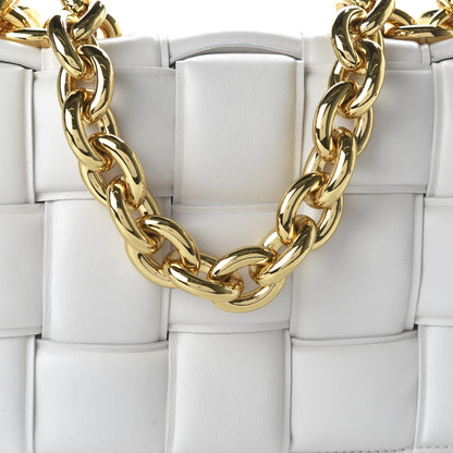 Bottega Veneta Lambskin Maxi Intreccio Padded Chain Cassette Crossbody Bag White 8 of 9