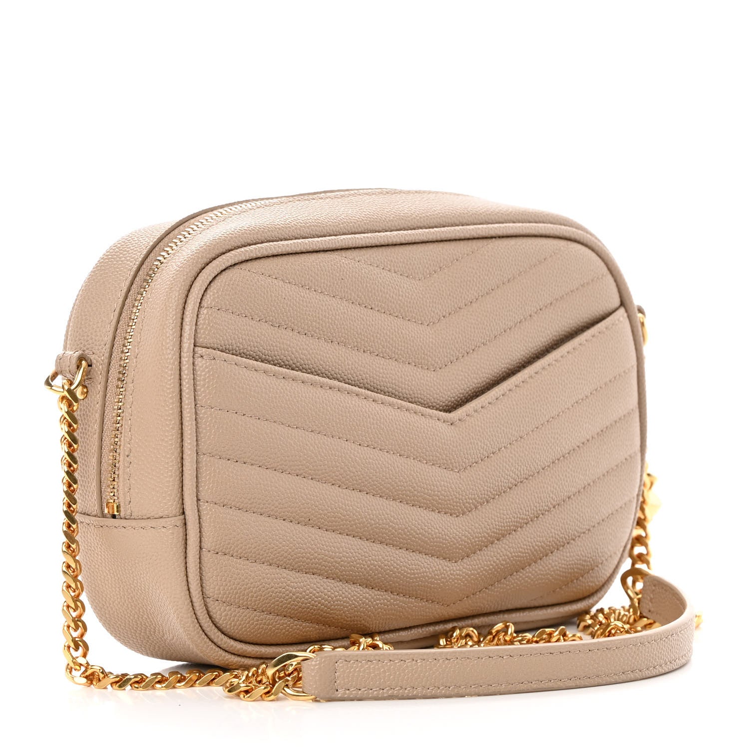 Saint Laurent Grain De Poudre Matelasse Monogram Mini Lou Camera Bag Dark Beige 3 of 12