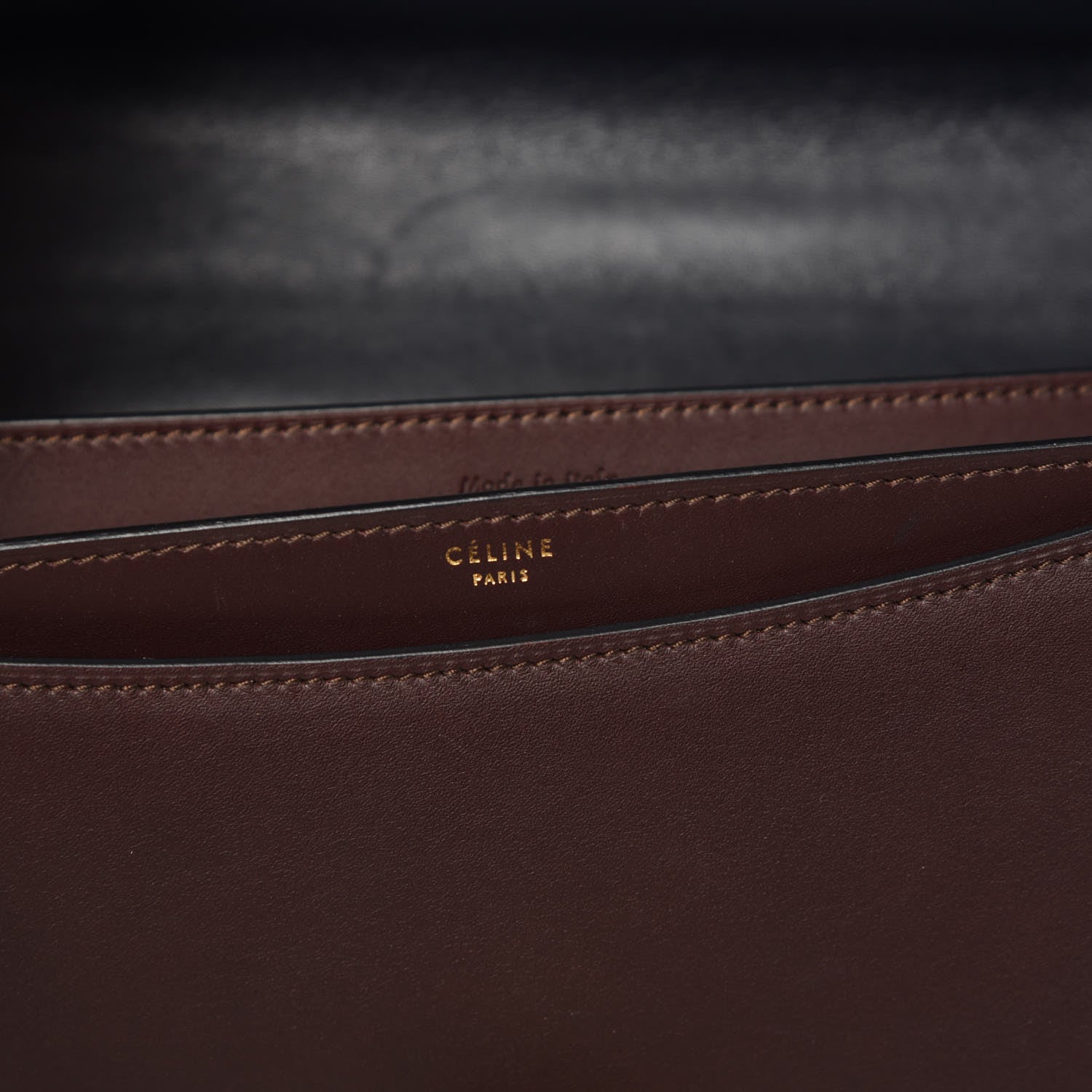Celine Calfskin Bicolor Medium Case Flap Navy Burgundy 9 of 16