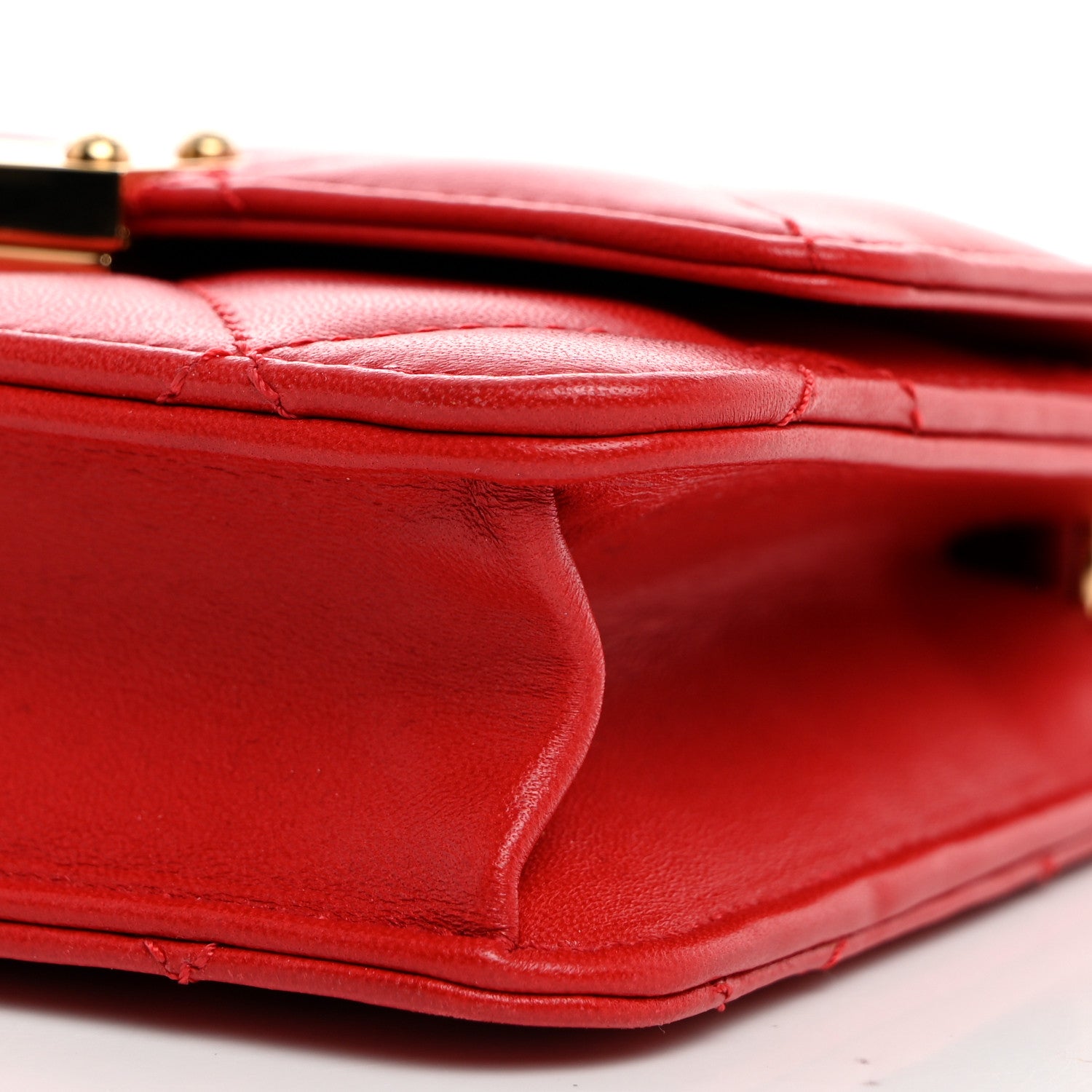 Chanel Lambskin Quilted Golden Class Wallet on Chain WOC Red 10 of 10