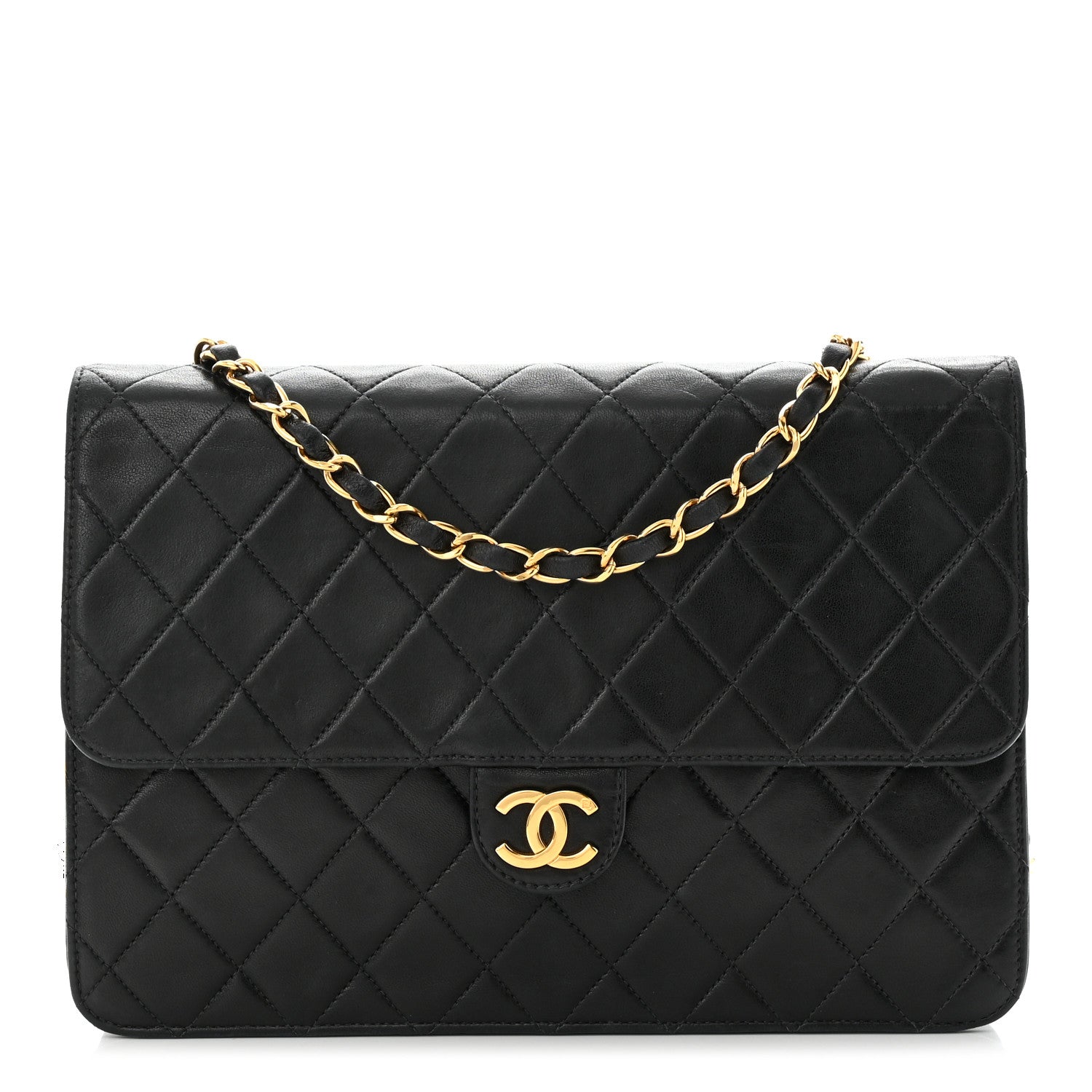 Chanel Lambskin Quilted Jumbo Single Flap Black 1 of 10