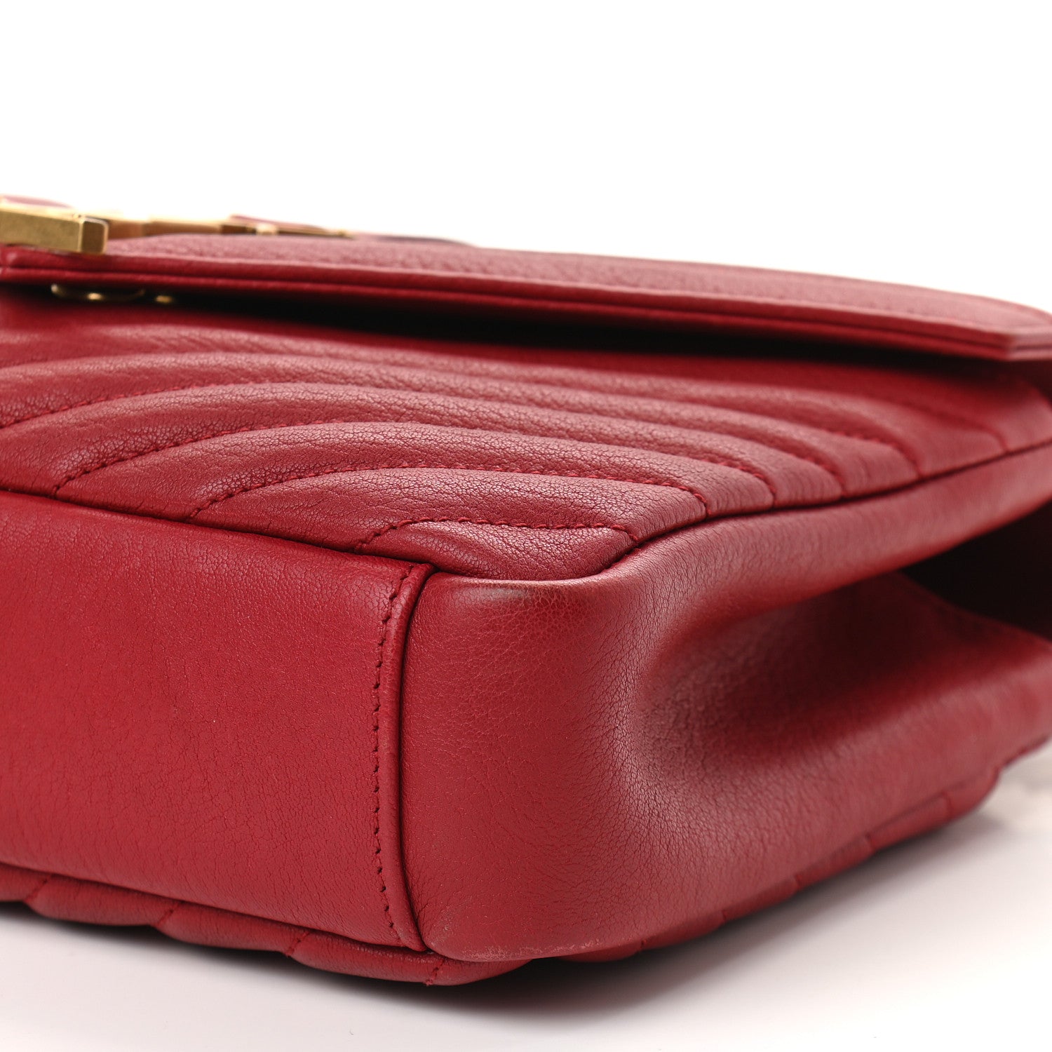Saint Laurent Sheepskin Matelasse Chevron Monogram Medium College Bag Lipstick Red 9 of 9