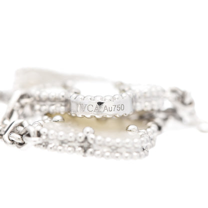 Van Cleef & Arpels 18K White Gold Mother of Pearl 5 Motifs Vintage Alhambra Bracelet 5 of 6