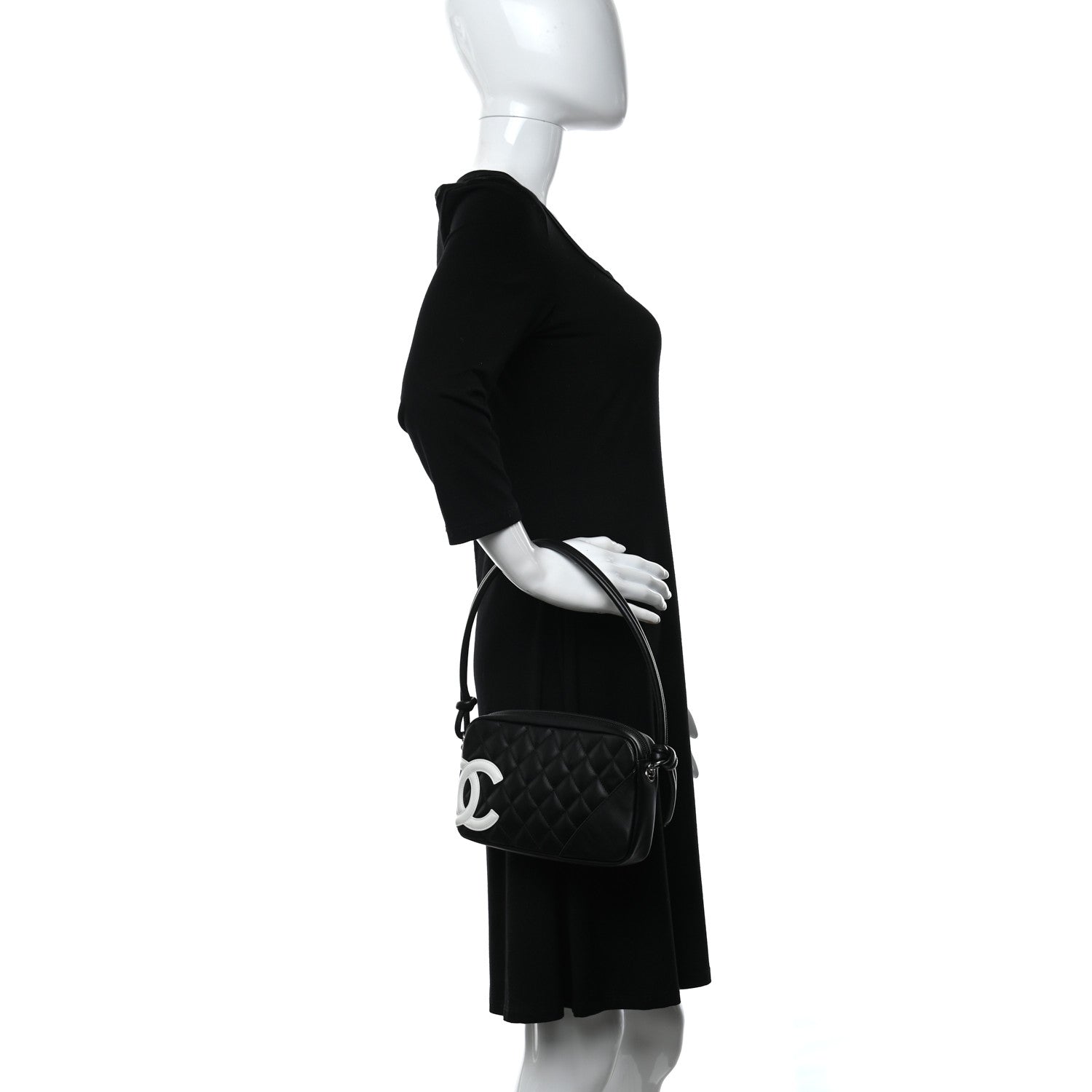 Chanel Calfskin Quilted Cambon Pochette Black White 2 of 11