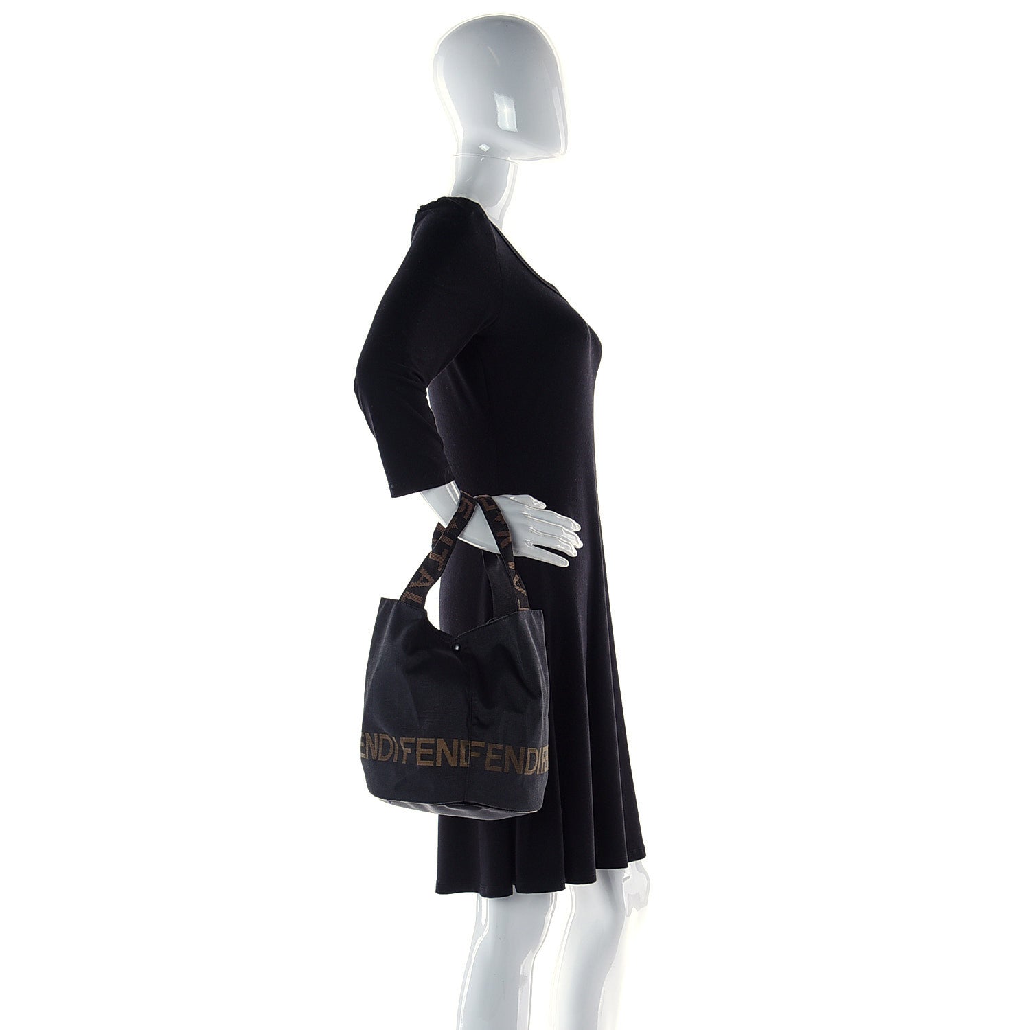 Fendi FF Canvas Bucket Bag Black 2 of 7