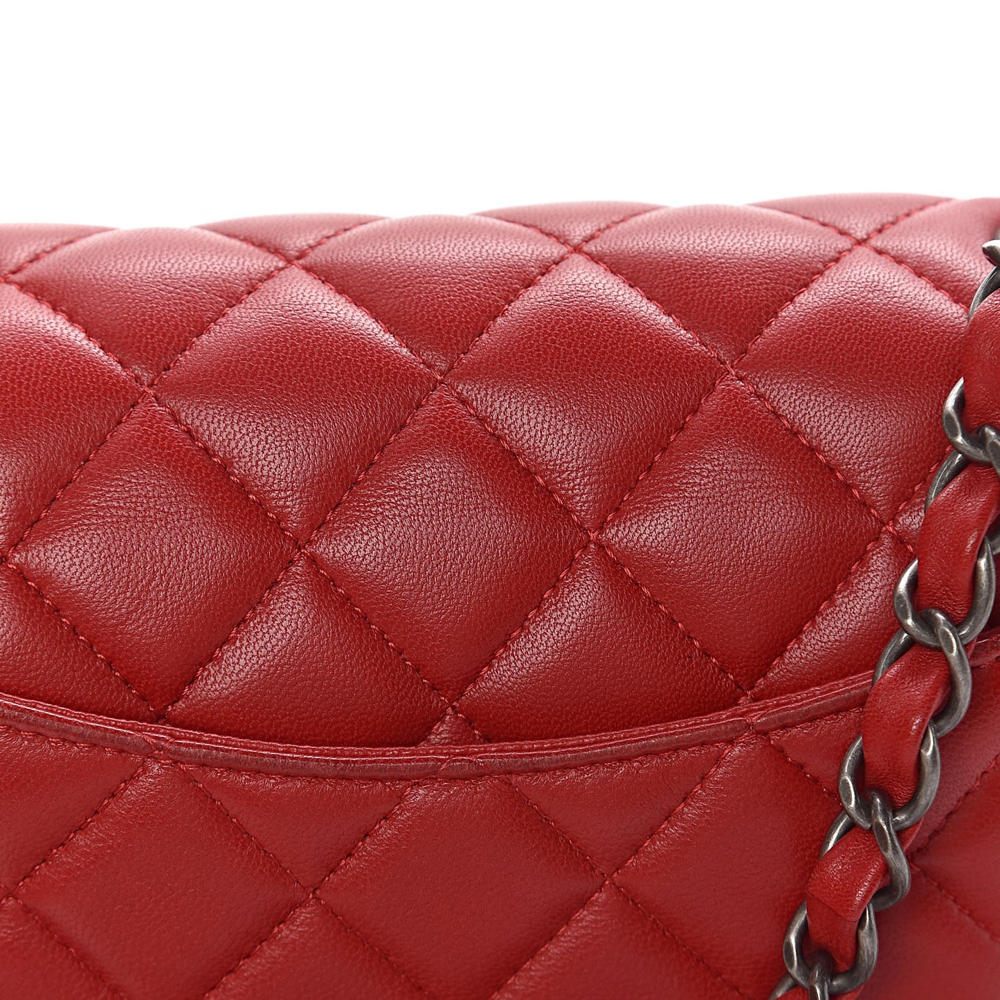 Lambskin Quilted Mini Rectangular Flap Red