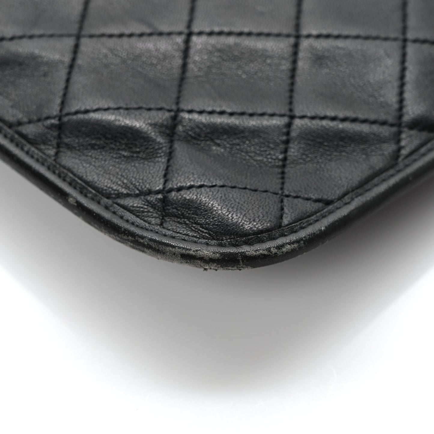 Lambskin Quilted Flat Tote Black