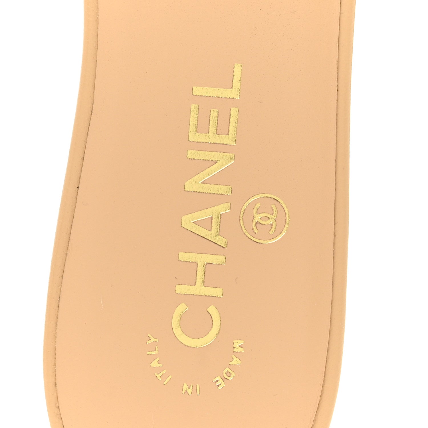 Chanel Lambskin CC Cutout Sandal Mules 39 Beige Black 7 of 10